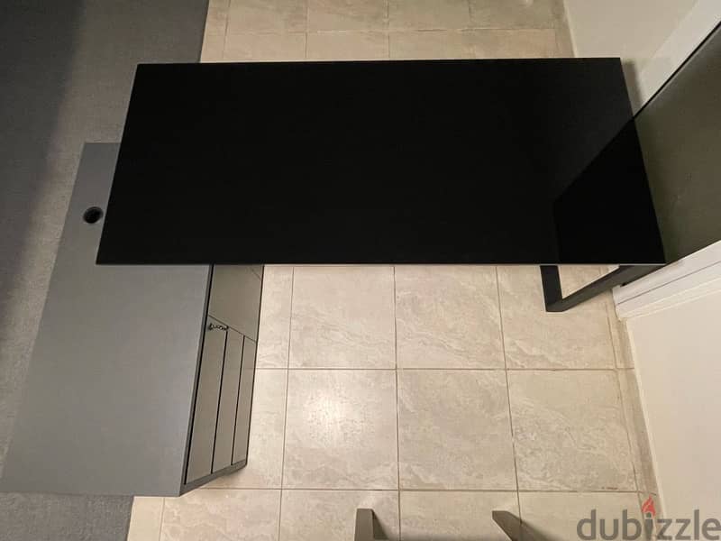 Modern L shaped Office Desk Executive Black Glass 3