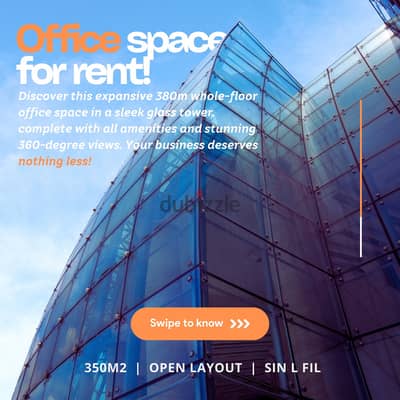 JH24-3281 350m office for rent in Sin l Fil, $ 3500 cash