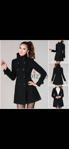 coat high collar double buttons S to xxL