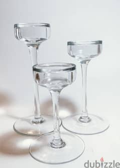 Set of 3 Glass Candleholders with Candles