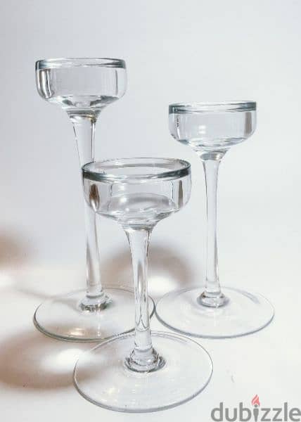 Set of 3 Glass Candleholders with Candles 0