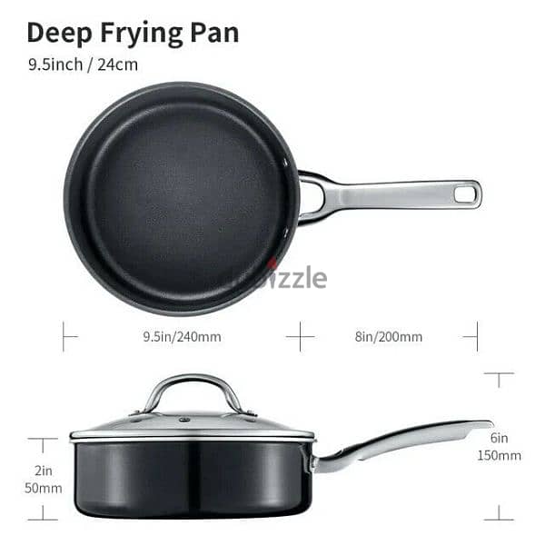 Hiteclife Deep Frying Pan with Lid 24 cm 1