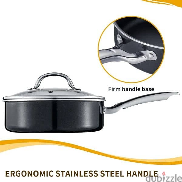 Hiteclife Deep Frying Pan with Lid 24 cm 2