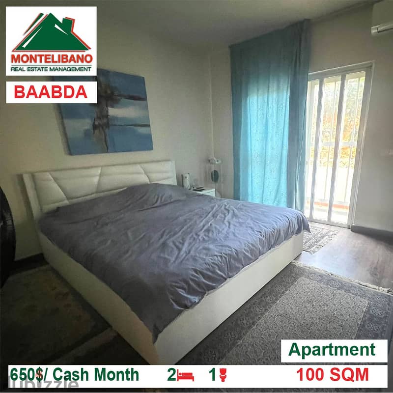 650$/Cash Month!! Apartment for rent in Baabda!! 2