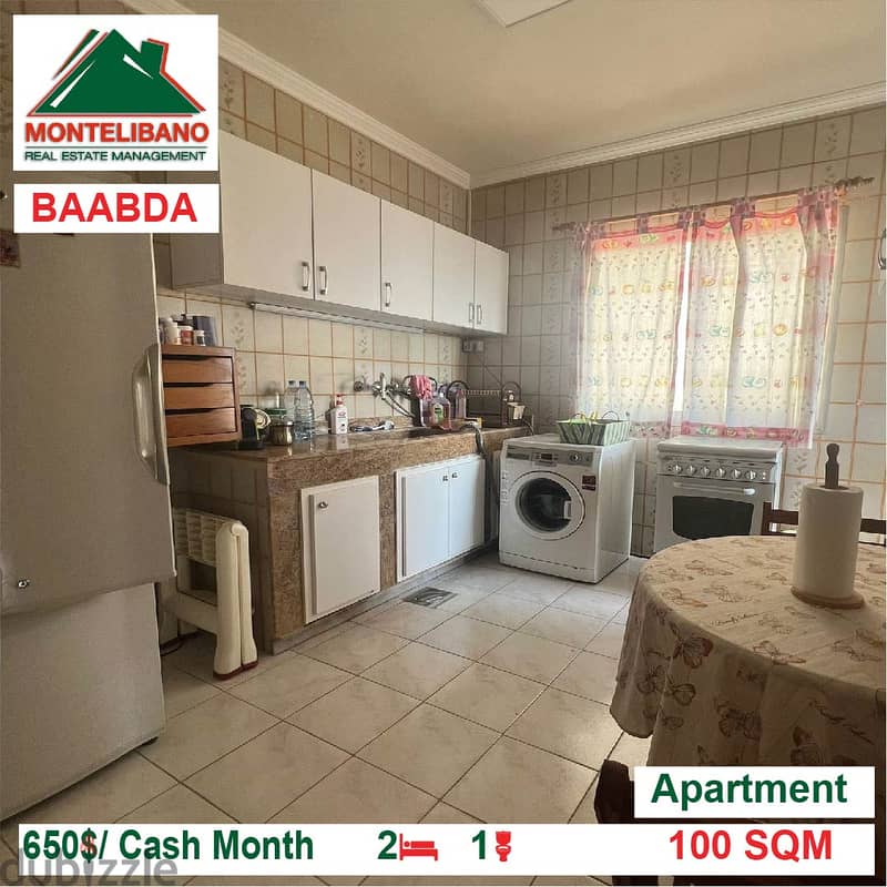 650$/Cash Month!! Apartment for rent in Baabda!! 3