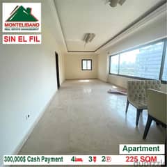 300,000$ Cash Payment!! Apartment for sale in Sin El Fil!!