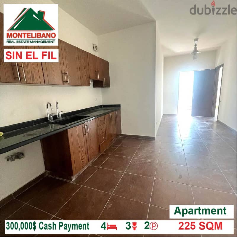 300,000$ Cash Payment!! Apartment for sale in Sin El Fil!! 3