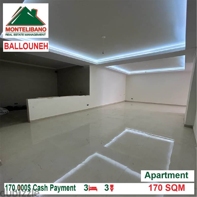 170,000$ Cash Payment!! Apartment for sale in Ballouneh!! 0