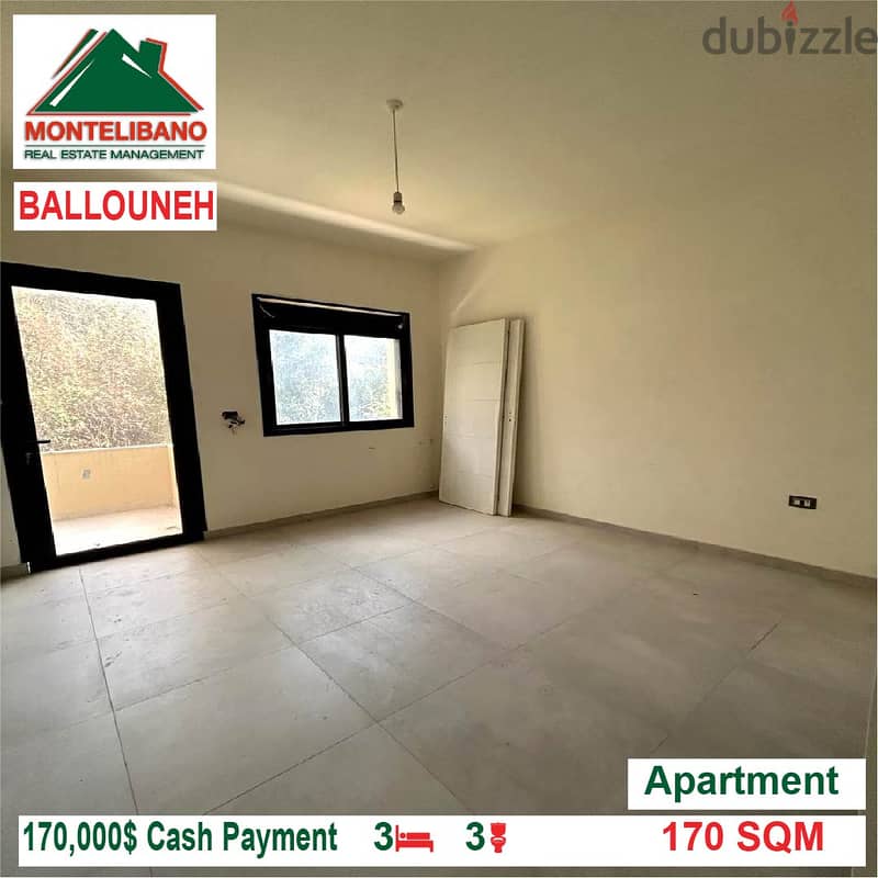 170,000$ Cash Payment!! Apartment for sale in Ballouneh!! 2