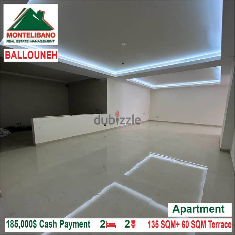 185,000$ Cash Payment!! Apartment for sale in Ballouneh!! 1