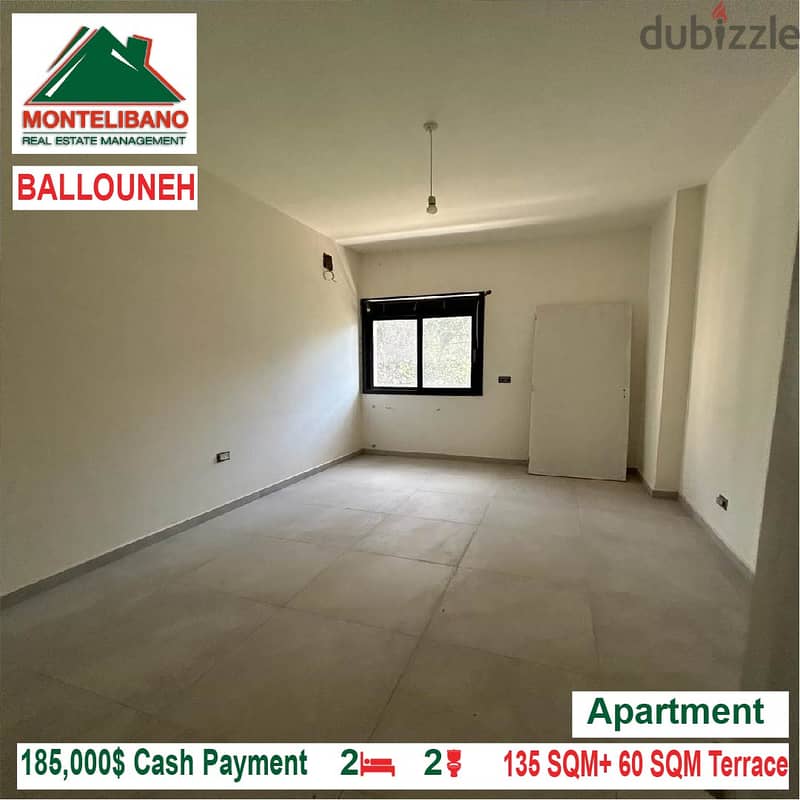 185,000$ Cash Payment!! Apartment for sale in Ballouneh!! 3