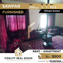 Furnished Apartment for rent in Sawfar FS3 0