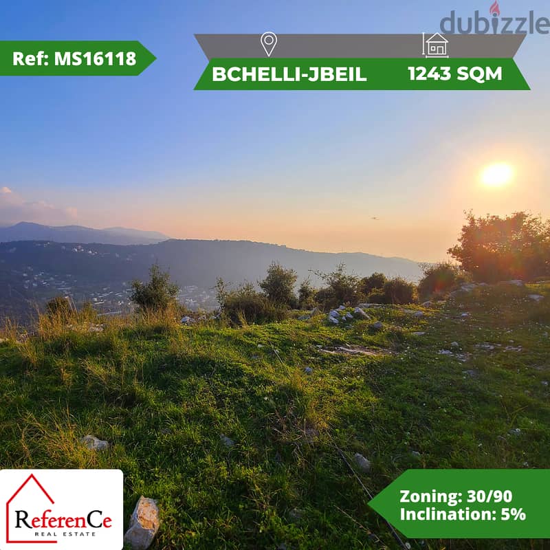 Unique piece of Land in Bchelli/Jbeil قطعة أرض مميزة في بشلي/جبيل 0