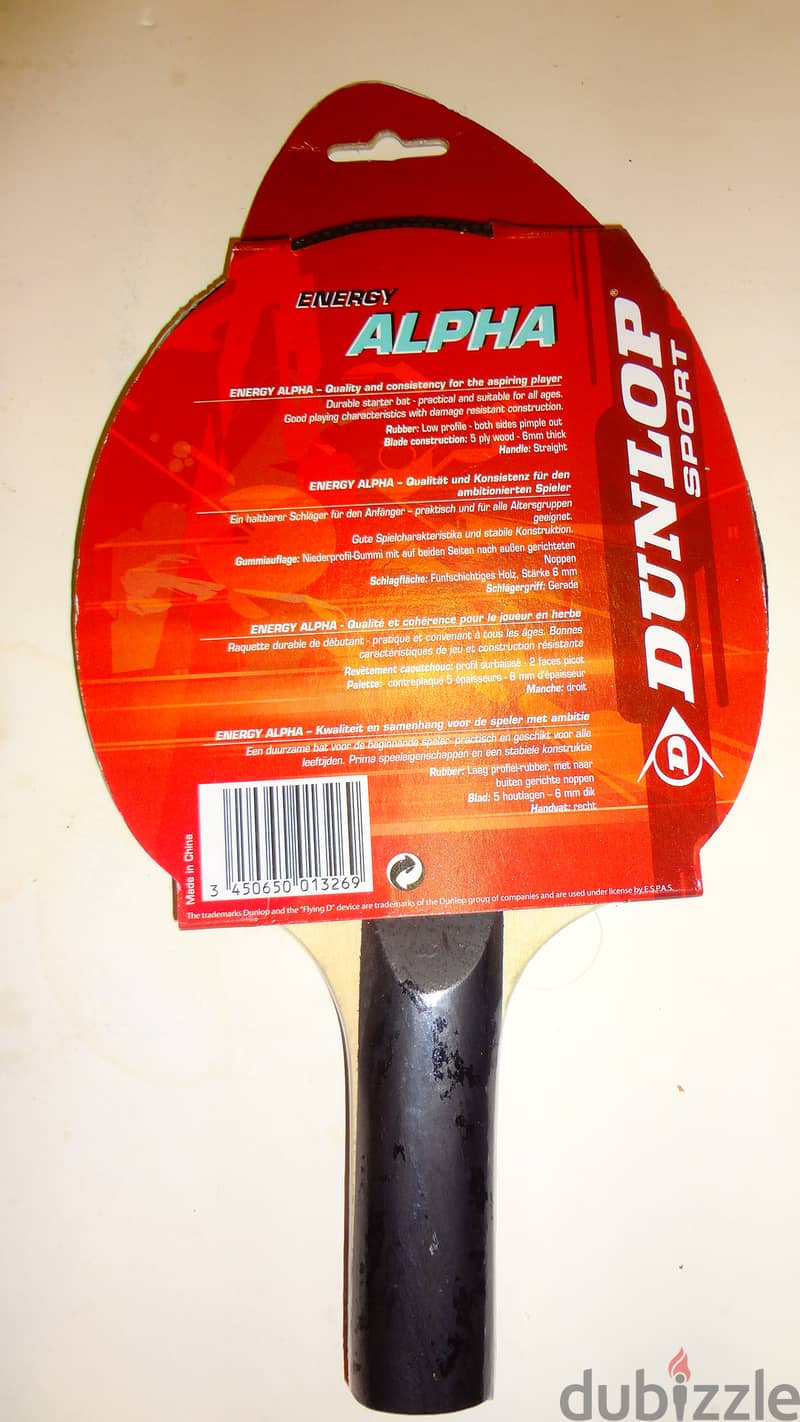 Dunlop energy alpha ping pong racket new sealed 1