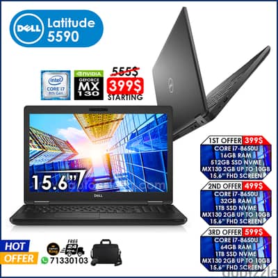 DELL LATITUDE 5590 CORE i7-8650U NVIDIA MX130 2GB 15.6" LAPTOP OFFER