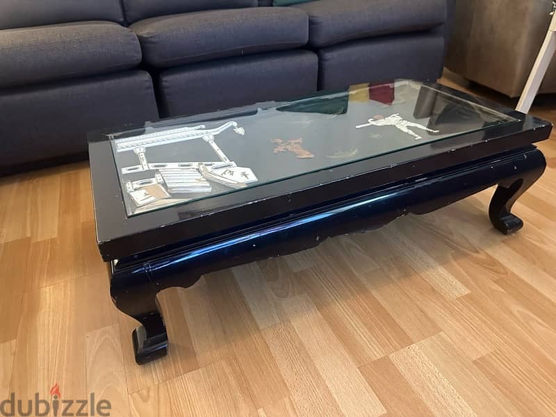 Like new grey sofa corner modules with black chinese table 4