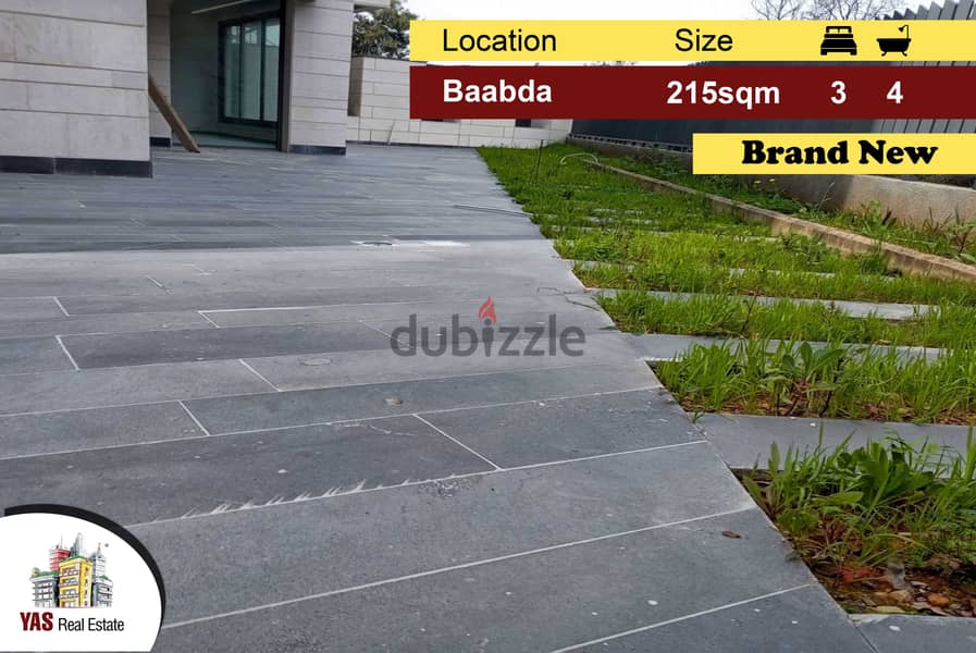Baabda 215m2 | 170m2 Terrace/Garden | Brand New | Dead End Street | PA 0