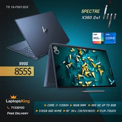 HP SPECTRE X360 TS 16-F0013DX i7-11390H IRIS XE 3K+ 16" 2in1 LAPTOP