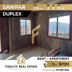 Duplex for rent in Sawfar FS4
