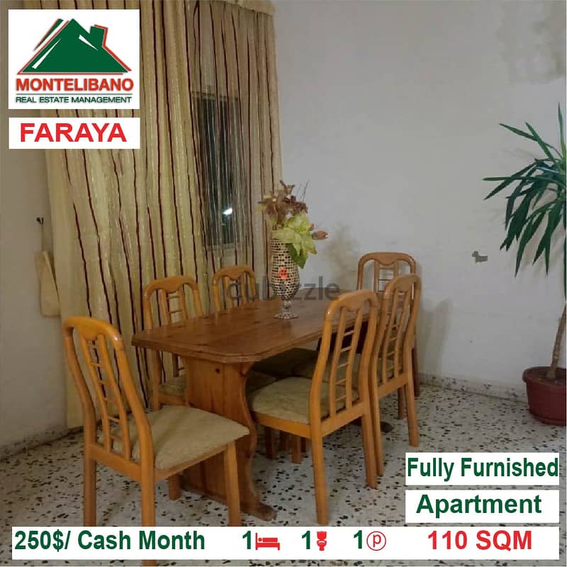 250$/Cash Month!! Apartment for rent in Faraya!! 1
