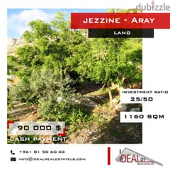 Land for sale In Jezzine Aray 1160 sqm 90 000 $ ref#jj26063 0