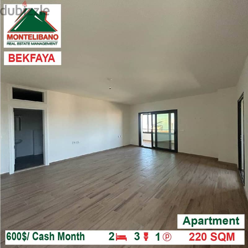 600$!! Apartment for rent located in Bekfaya 2
