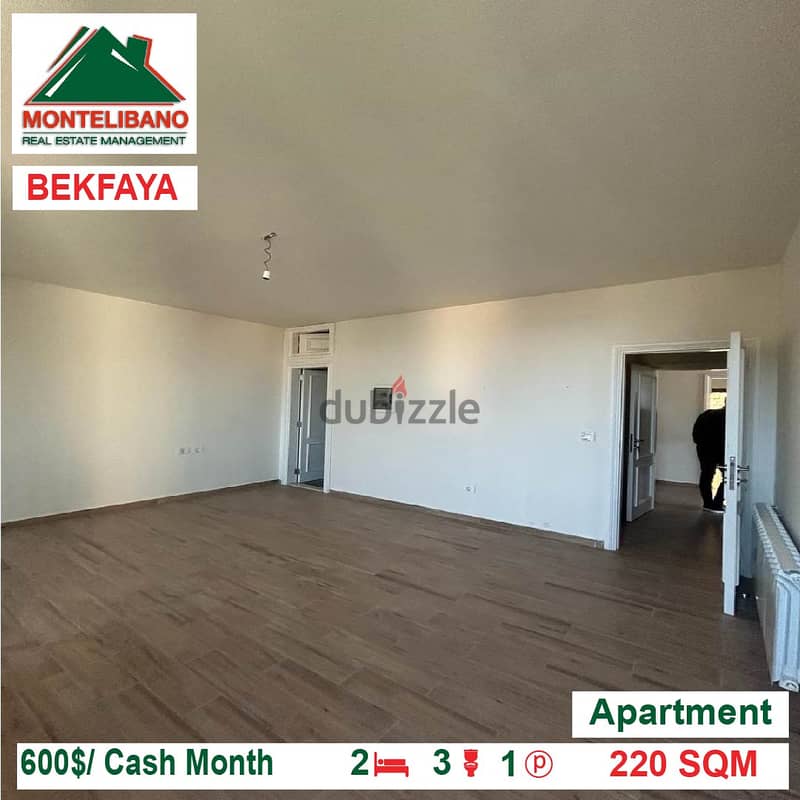 600$!! Apartment for rent located in Bekfaya 3