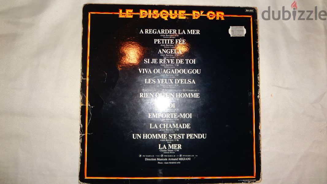 Alain Barriere disque d or vinyl 1