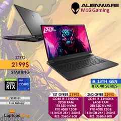 Alienware M16 Core i9-13900hx Rtx 4080 16 240hz 2k+ Gaming Laptops