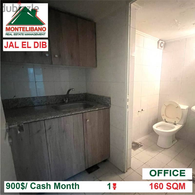 900$/Cash Month!! Office for rent in Jal El Dib!! 2