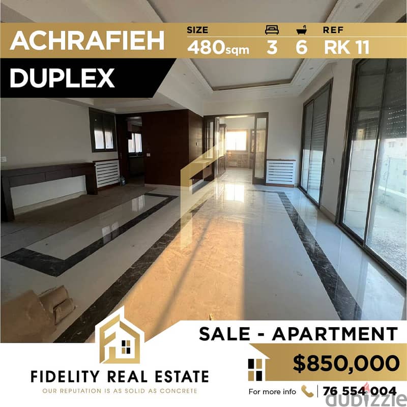 Apartment for sale in Achrafieh Sioufi Duplex RK11 0