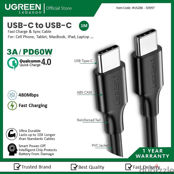 Ugreen Cables Mobile & Covers Micro Usb, Type-c, Iphone 1Year Warranty 2