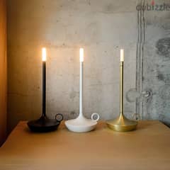 Modern Candle Table Lamp, Warm Wick, Rechargeable