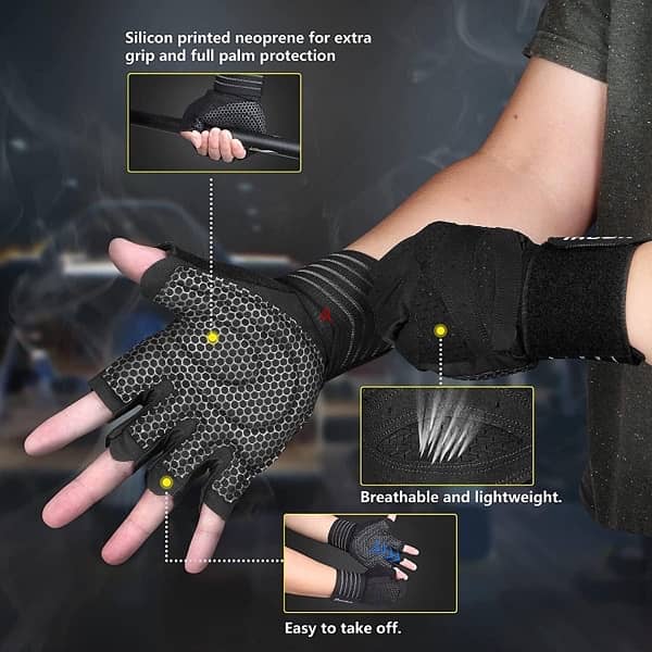 gym gloves with wrist wrap support 1