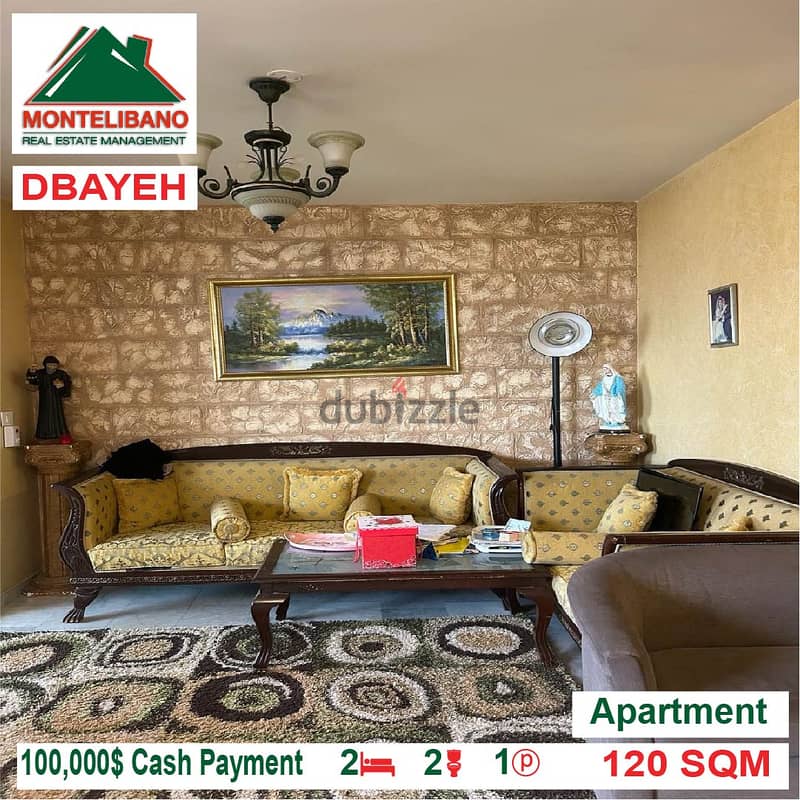 100,000$ Cash Payment!! Apartment for sale in Dbayeh!! 1
