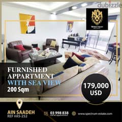 DUPLEX IN AIN SAADE 200SQ FULLY FURNISHED WITH VIEW , AS-252 0