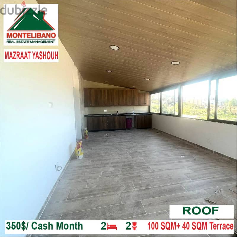 350$/Cash Month!! Roof for rent in Mazraat Yashouh!! 1