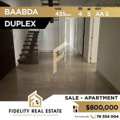Duplex apartment for sale in Baabda AA5 0