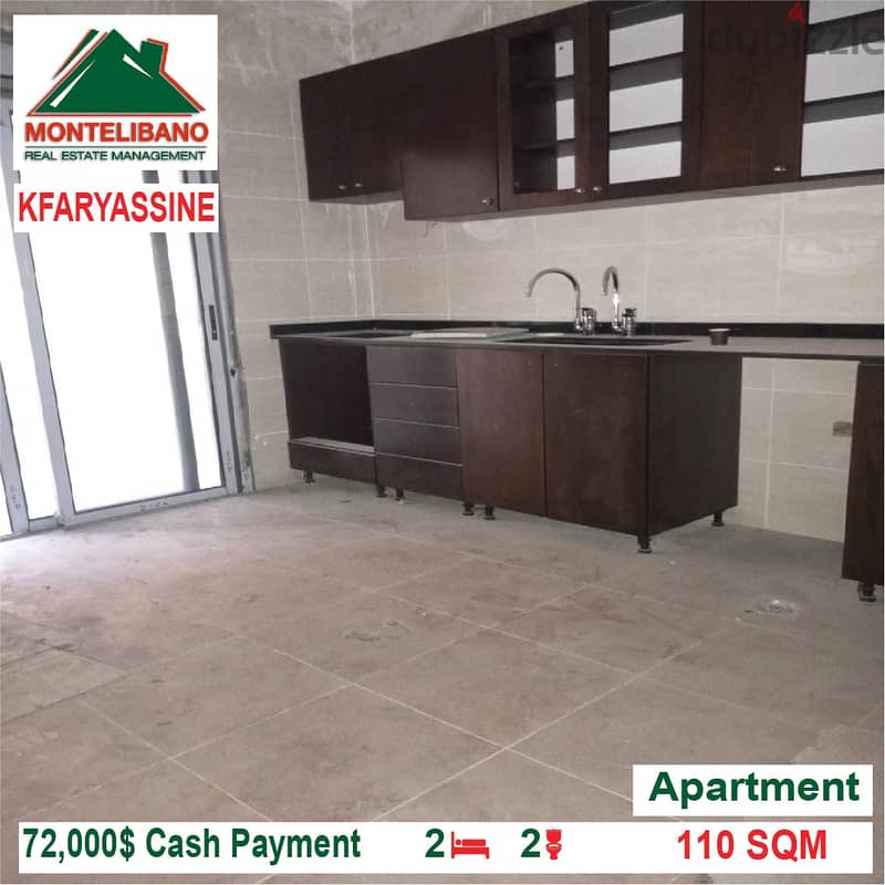 72,000$ Cash Payment!! Apartment for sale in Kfaryassine!! 2