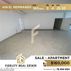 Apartment for sale in Ain el remmaneh JS20 0