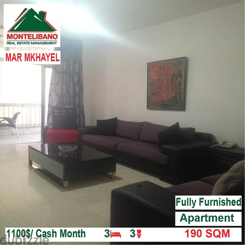 1100$/Cash Month!! Apartment for rent in Mar Mkhayel!! 0