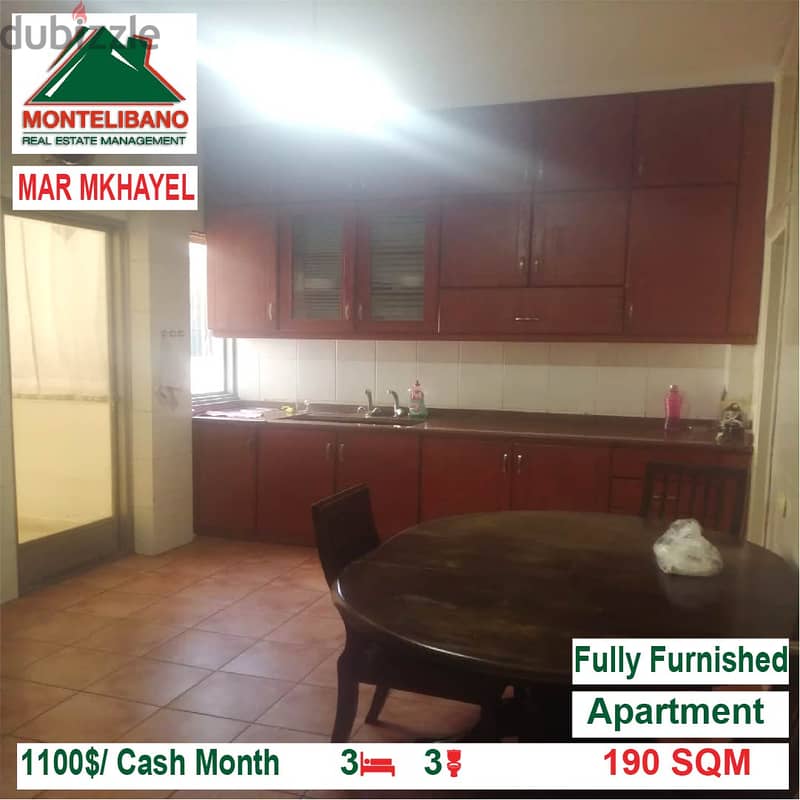 1100$/Cash Month!! Apartment for rent in Mar Mkhayel!! 3