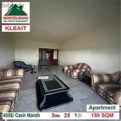 400$/Cash Month!! Apartment for rent in Kleait!!