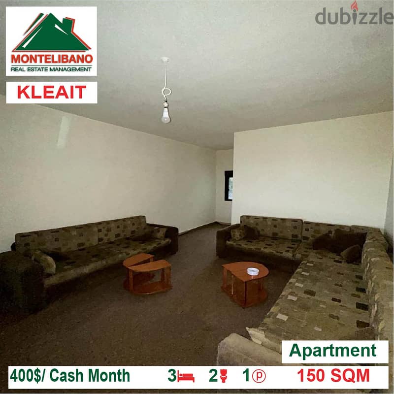 400$/Cash Month!! Apartment for rent in Kleait!! 1