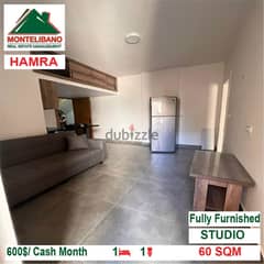 600$/Cash Month!! Studio for rent in Hamra!! 0