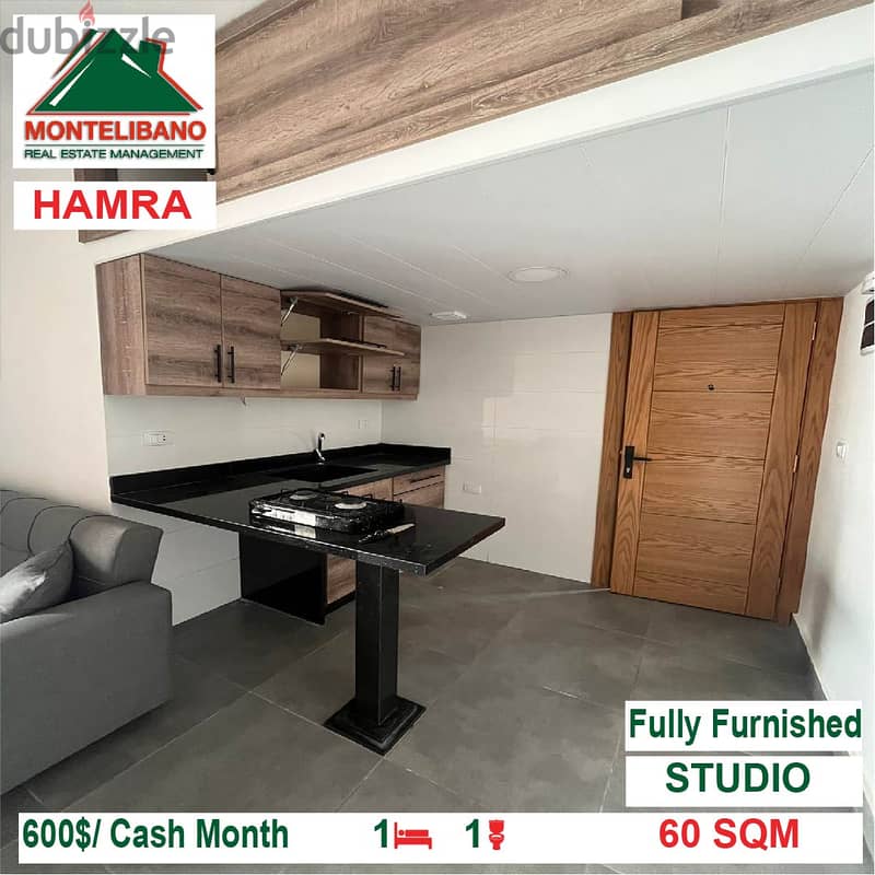 600$/Cash Month!! Studio for rent in Hamra!! 1
