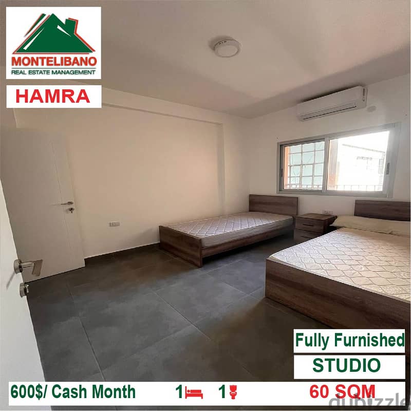600$/Cash Month!! Studio for rent in Hamra!! 2