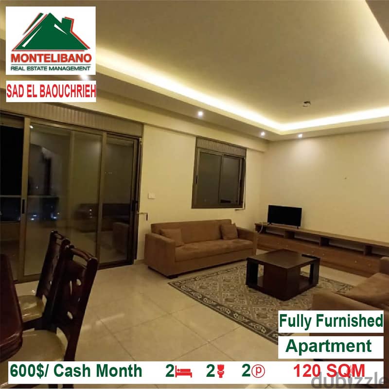 600$/Cash Month!! Apartment for rent in Sad El Baouchrieh!! 1