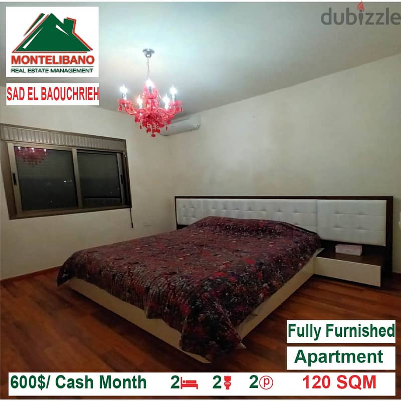 600$/Cash Month!! Apartment for rent in Sad El Baouchrieh!! 2