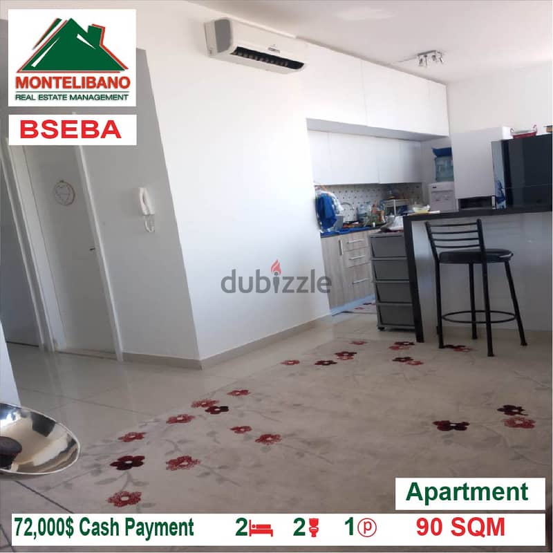 72,000$ Cash Payment!! Apartment for sale in Bseba!! 1